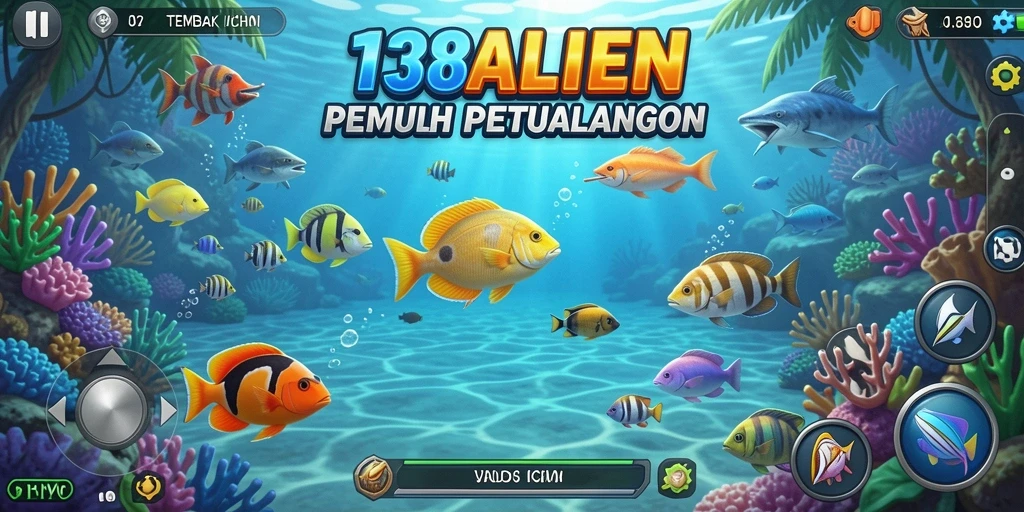 Gameplay menarik dari 138ALIEN saat menembak ikan berwarna-warni.