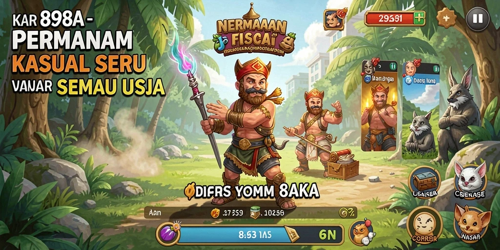 Tampilan gameplay seru dalam 898A dengan karakter lucu.