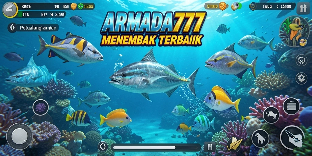Tampilan gameplay menembak ikan yang menarik dan seru.