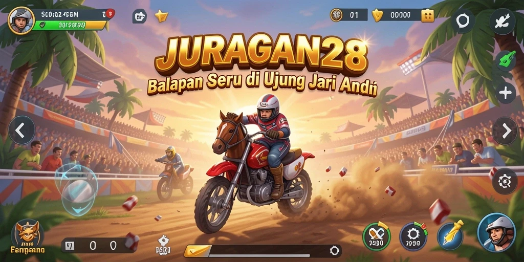 Gameplay balapan mendebarkan di JURAGAN28