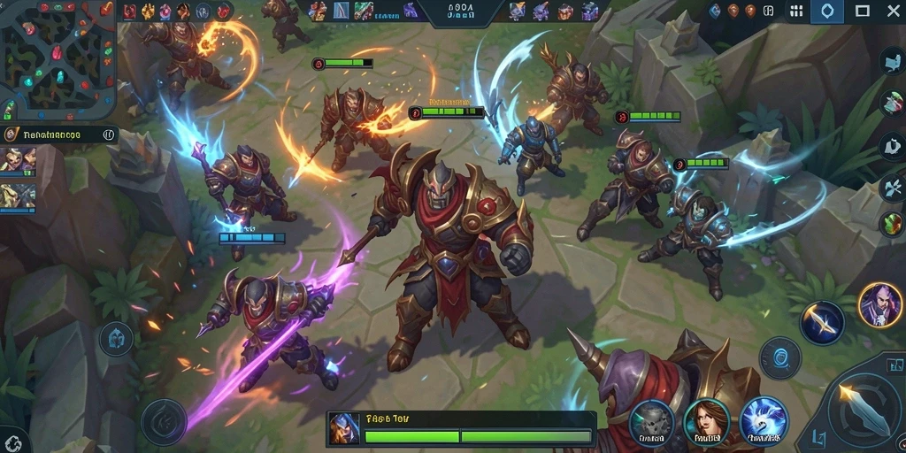 Screenshot menampilkan pertarungan seru dalam game MOBA.
