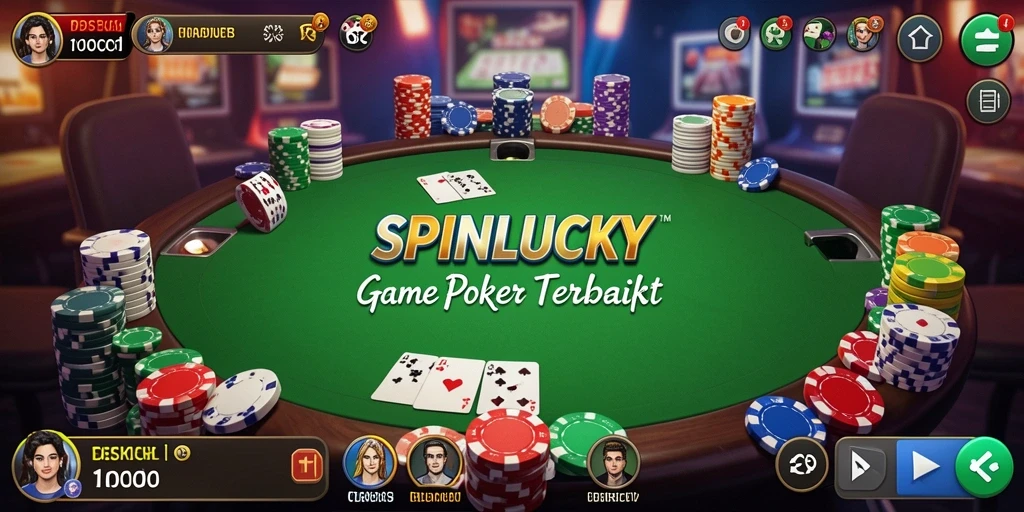 Tangkapan layar utama SPINLUCKY menampilkan gameplay Poker yang mendebarkan.