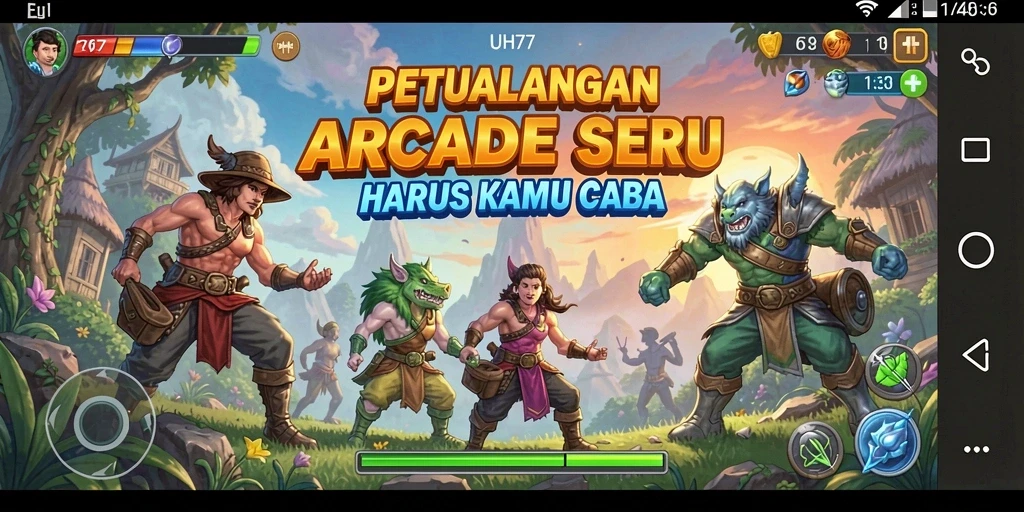 Tampilan dinamis gameplay UH77 yang mengasyikkan dan penuh aksi.